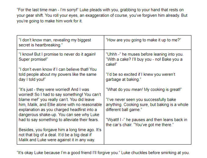 choices in a document